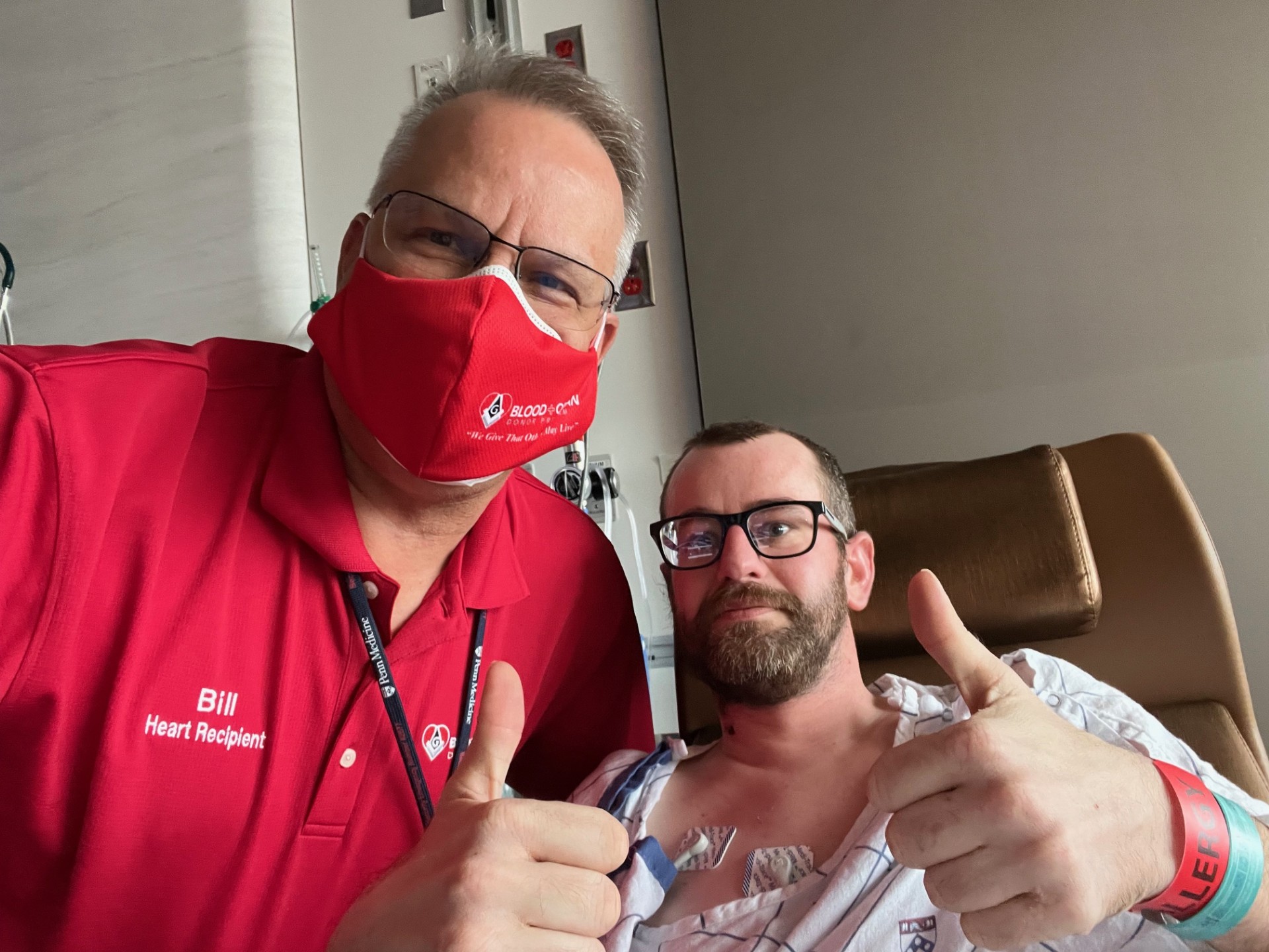 Two men together in hospital room